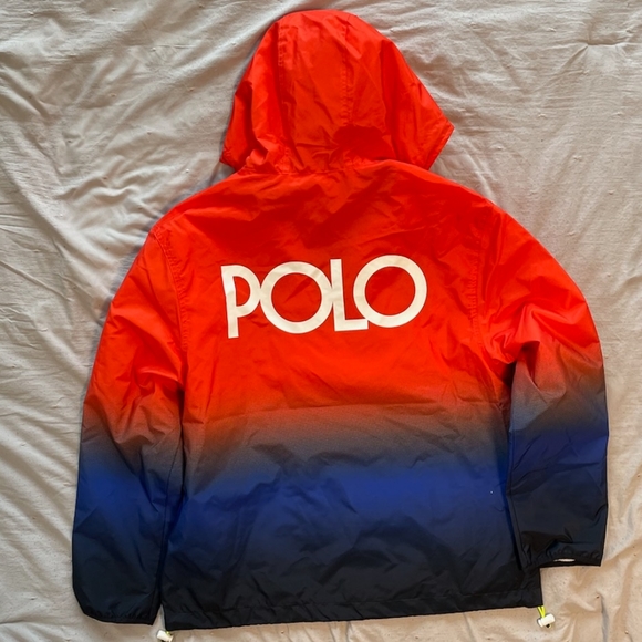 Polo Ralph Lauren Other - Polo Ralph Lauren Mens Ombre Pullover Shell Jacket Orange/Blue Hooded NWT Medium